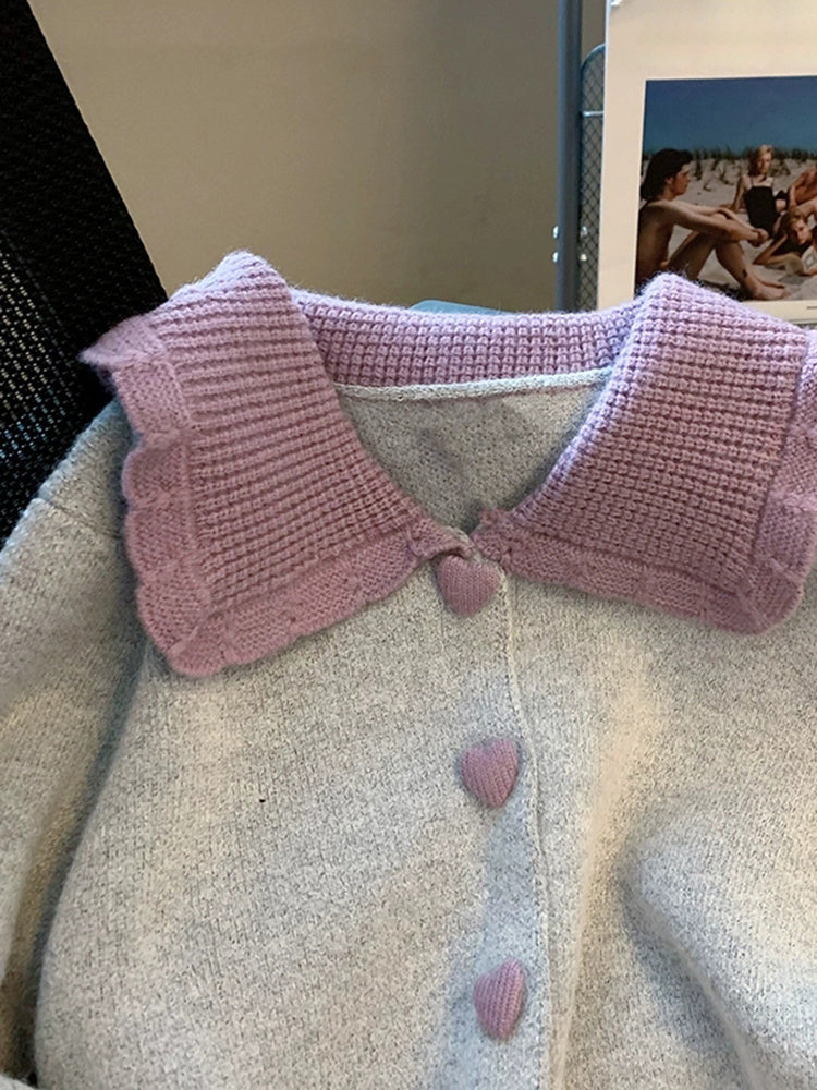 Sweetheart Age Reducing Thickened Love Button Sweater - The Number 1 Things