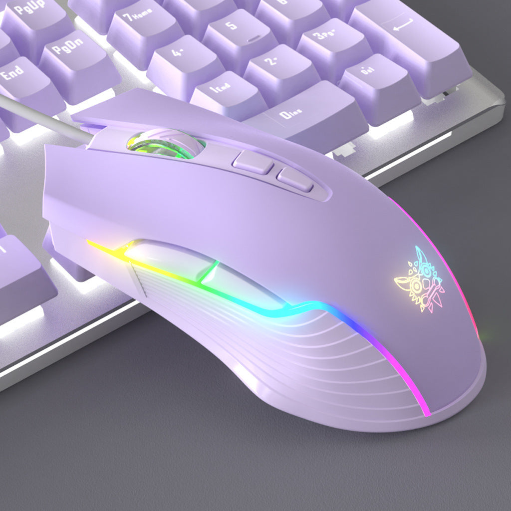 Purple Mechanical Keyboard Mouse Suit Wired Green Axis - The Number 1 Things
