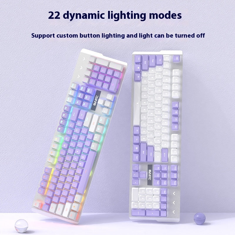 Purple Mechanical Keyboard Mouse Suit Wired Green Axis - The Number 1 Things