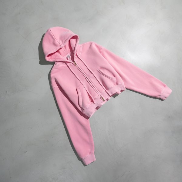 Retro Washed Color Contrast Short Hooded Zip Cardigan Sweater - The Number 1 Things