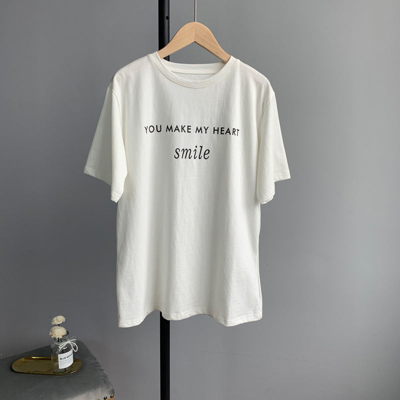 Letter printed T-shirt women white