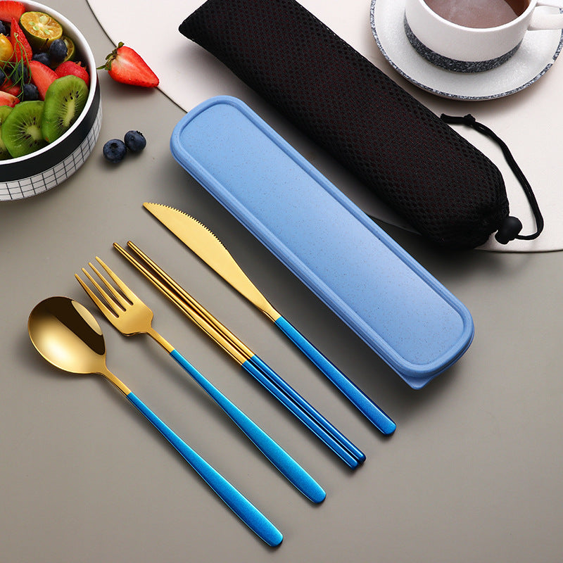 304 Dinnerware Set Flatware Kitchen Accessories Camping Travel Sets Gold Knife Fork Spoon Portable Cutlery Sets With Case - The Number 1 Things