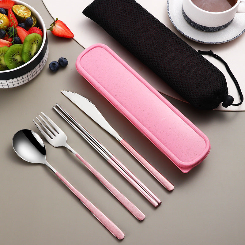 304 Dinnerware Set Flatware Kitchen Accessories Camping Travel Sets Gold Knife Fork Spoon Portable Cutlery Sets With Case - The Number 1 Things