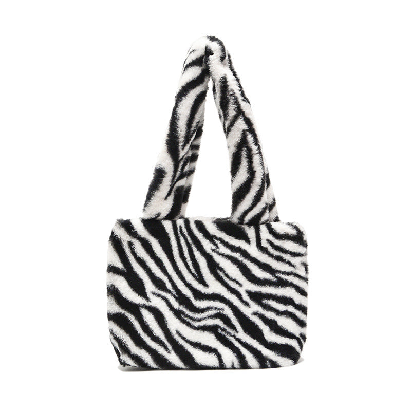 Leopard Print Zebra Print Plaid Women Handbag Plush Shoulder Bag - The Number 1 Things