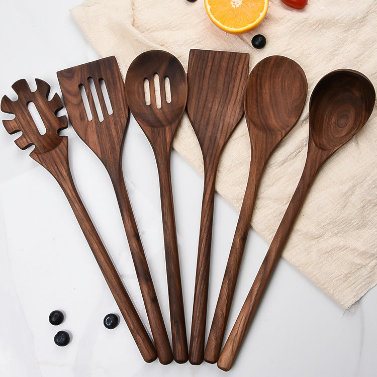 New 6-Piece Black Walnut Kitchen Utensils Household Solid Wood Kitchen Cooking Wooden Shovel Wooden Spoon Cooking Set - The Number 1 Things
