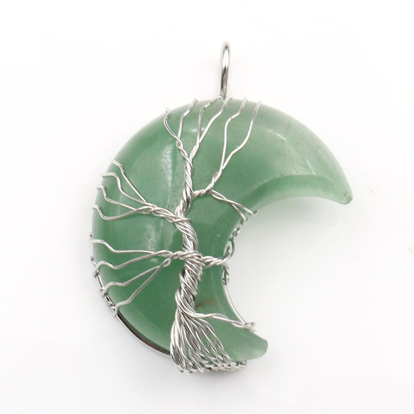 Cross-Border New Handmade Necklace Jewelry Moon Natural Crystal Stone Tree Of Life Jewelry Pendant Necklace Accessories - The Number 1 Things