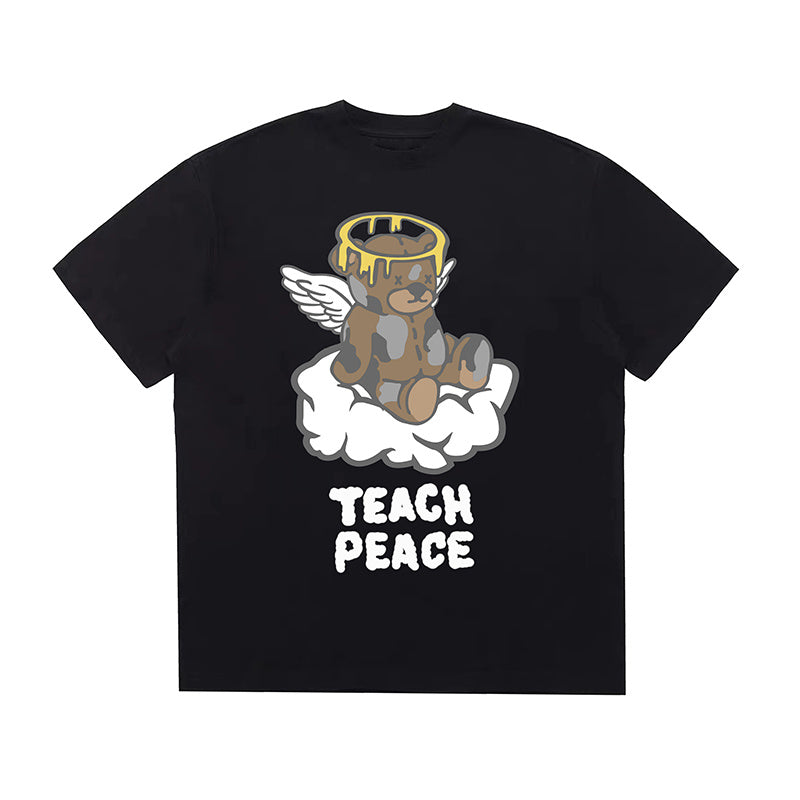 Creative Bear Angel Tee – Loose Fit Short Sleeve Top