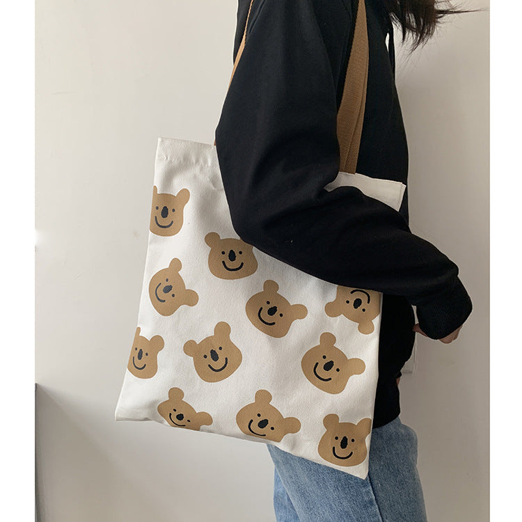 Cute Bear Canvas Tote Bag – Aesthetic & Eco-Friendly