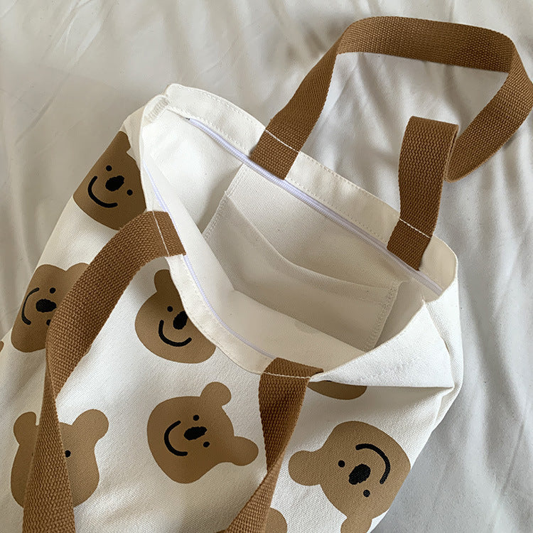 Cute Bear Canvas Tote Bag – Aesthetic & Eco-Friendly