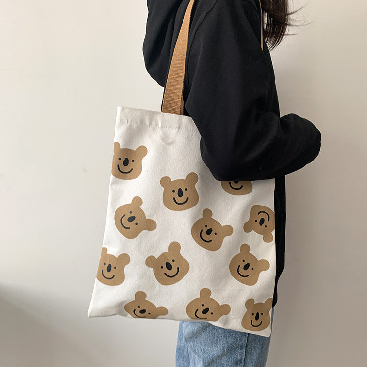 Cute Bear Canvas Tote Bag – Aesthetic & Eco-Friendly