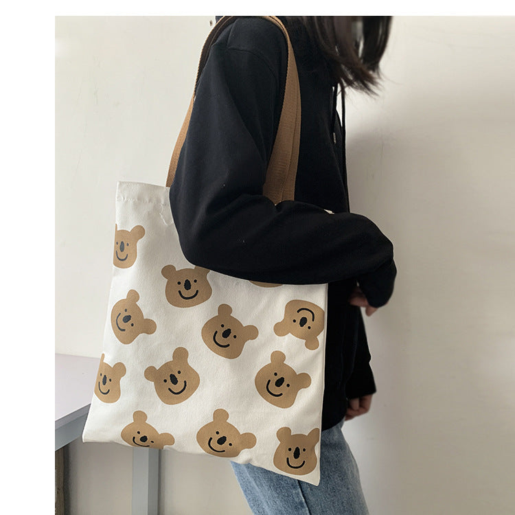 Cute Bear Canvas Tote Bag – Aesthetic & Eco-Friendly