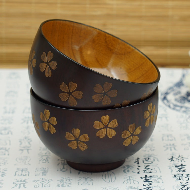 Sakura Solid Wood Bowl Adult Rice Bowl - The Number 1 Things