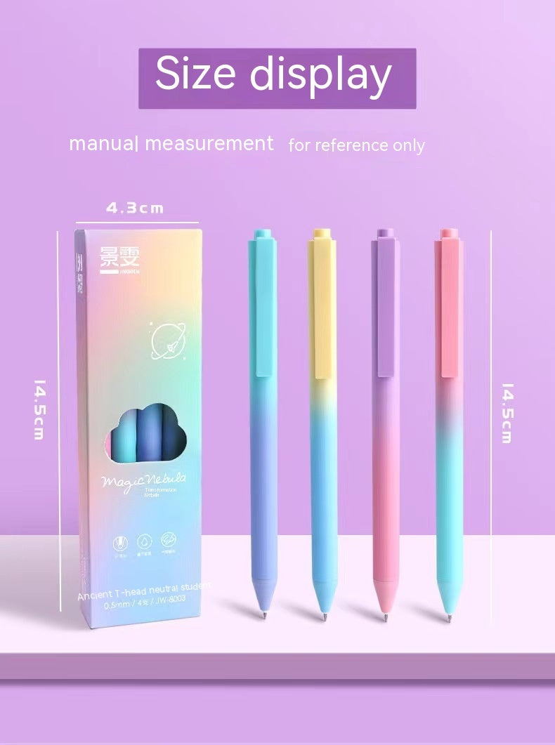 Jingwen Magic Change Nebula Writing Smooth Black Double Beads Press Gel Pen