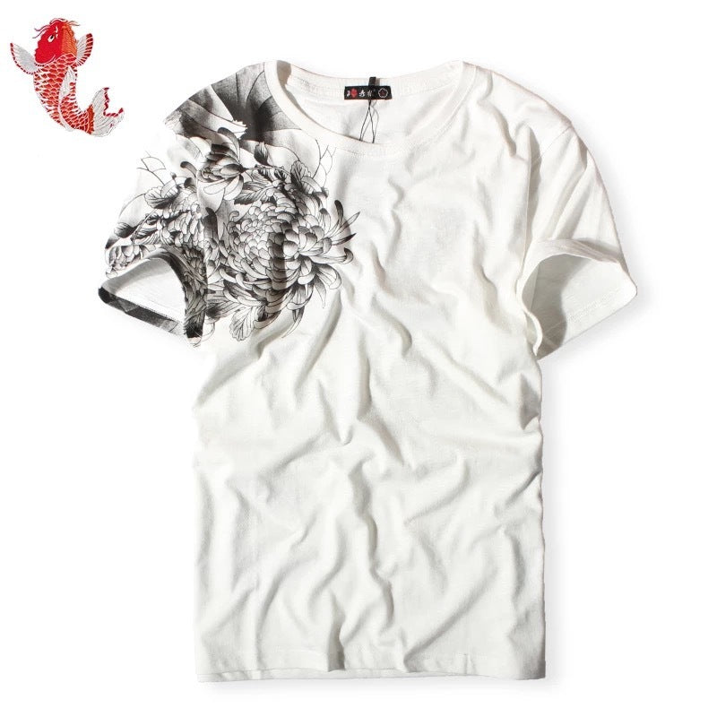 New Embroidered T-shirt Export Original Chinese Style Embroidery T Tattoo Tattoo Short T Embroidery Squid T-shirt 0352 - The Number 1 Things