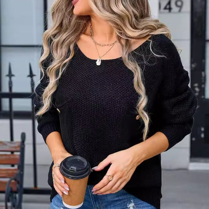 Autumn And Winter New Women's Pullover Pocket Sweater Base - The Number 1 Things