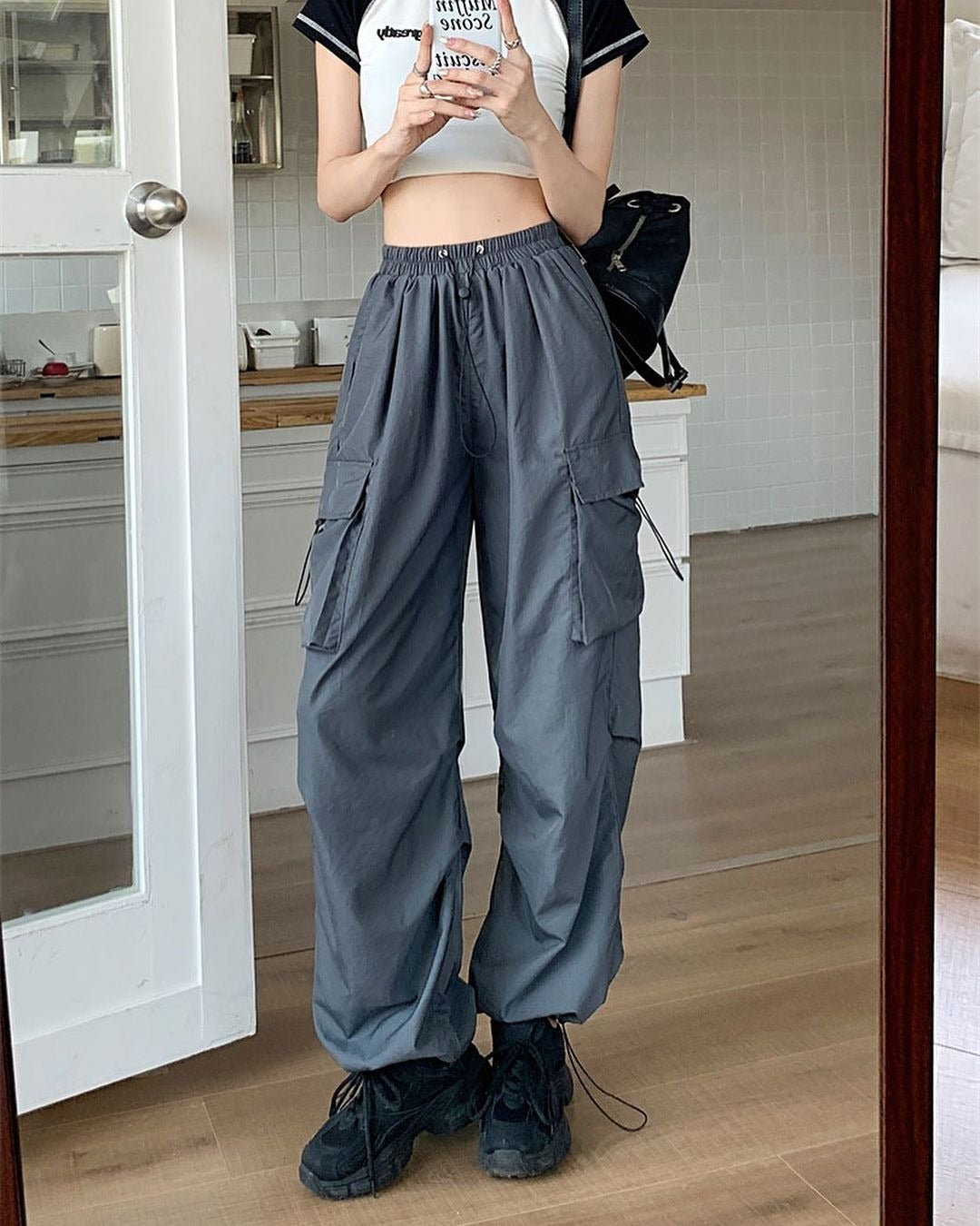 Ultra-thin Wide-leg Design Ankle-tied Dancing Trousers Summer