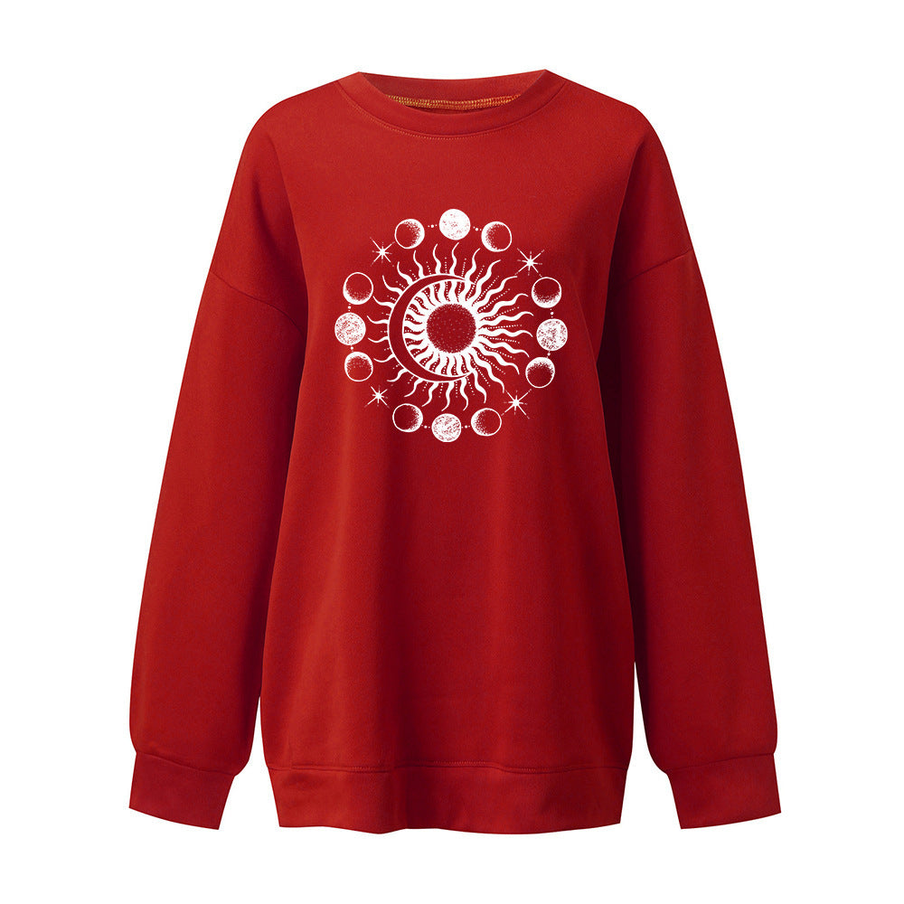 Starry Sky Sun And Moon Printing European And American Mysterious Third Eye Drop-shoulder Long-sleeve Sweater - The Number 1 Things