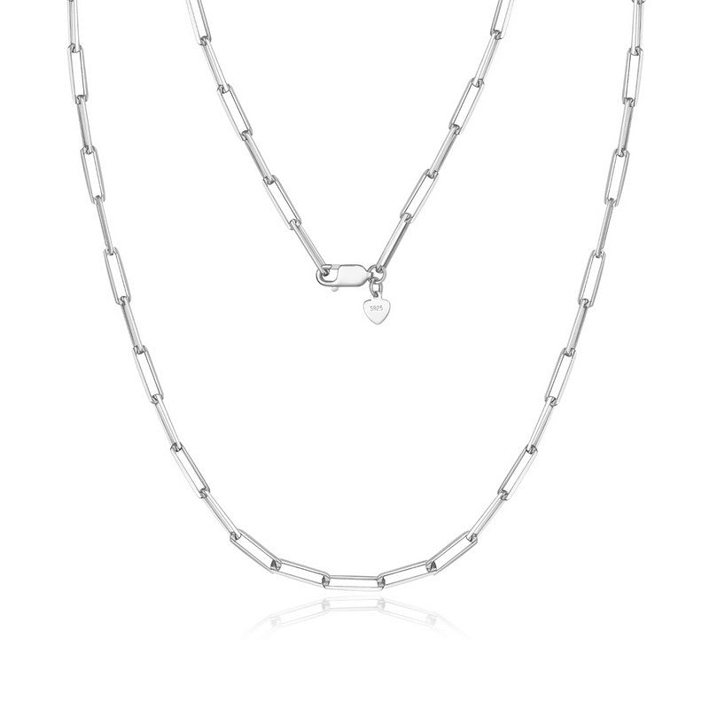 S925 Silver Plated Geometric Ellipse Long And Thick Necklace - The Number 1 Things