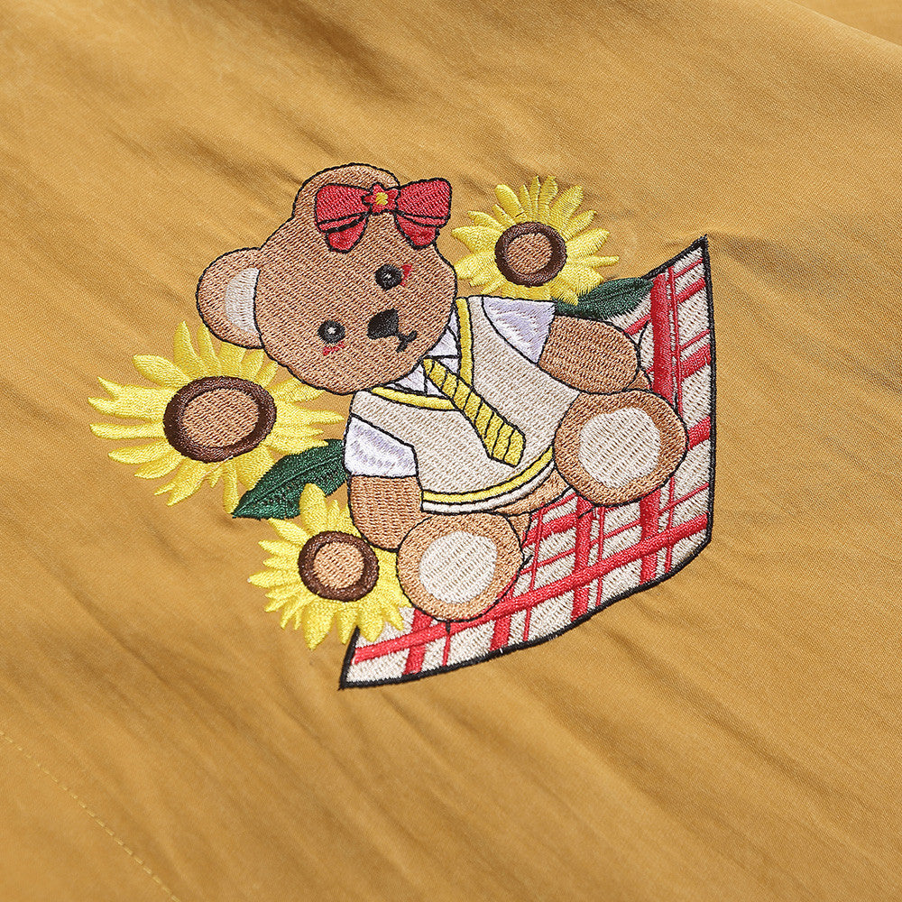 Little Bear Embroidered Shirt – Loose & Cute Fit