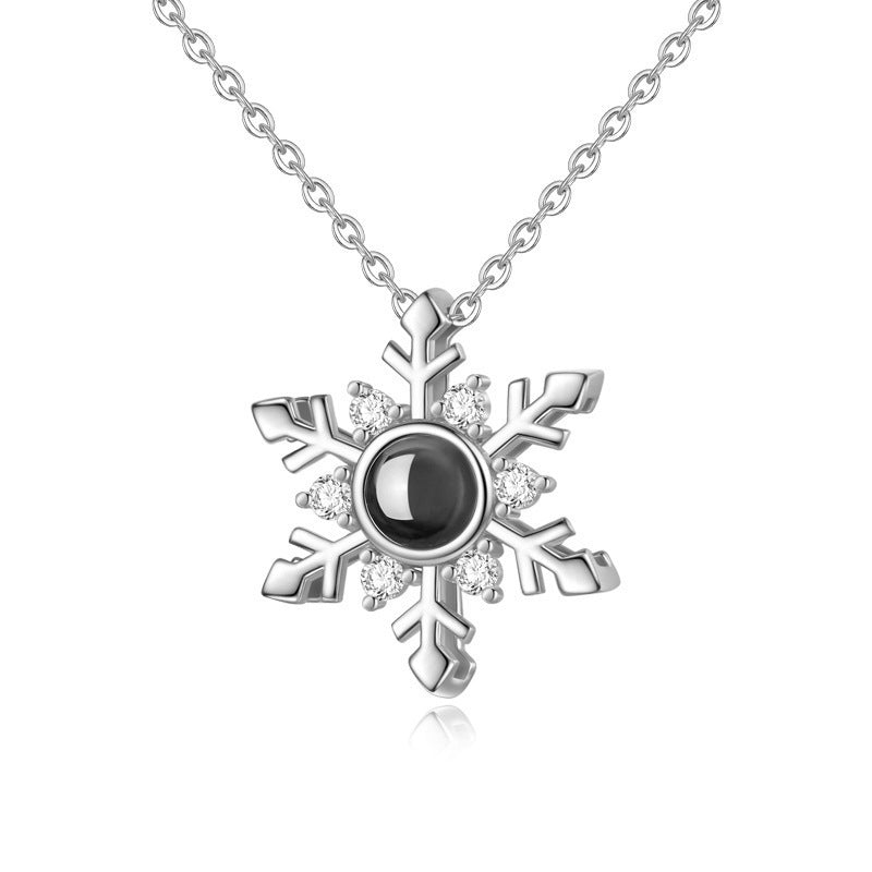 100 Kinds Of Memory I Love You Projection Snow Flower Necklace Women's Clavicle Chain - The Number 1 Things