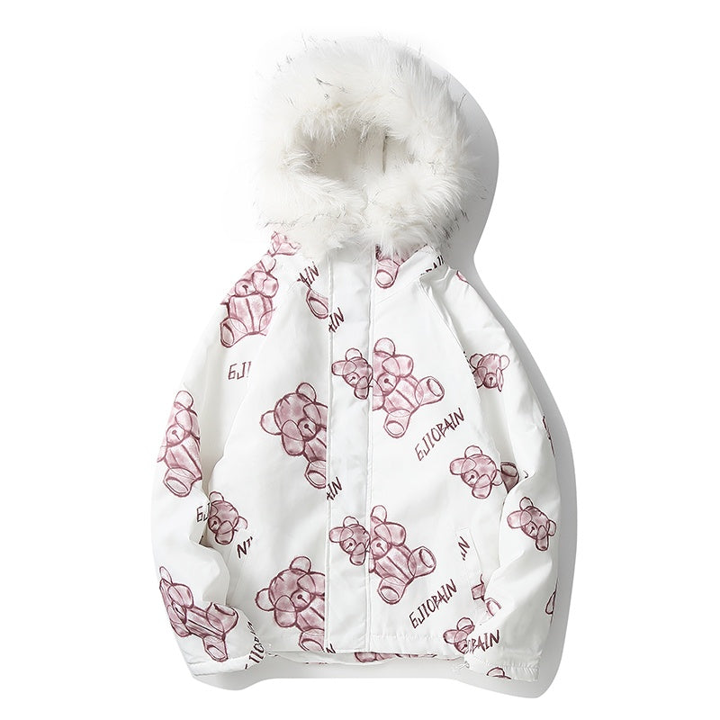 Bear Print Cotton Jacket – Matching Couple Outerwear