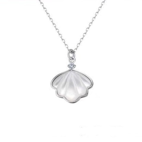 S999 Sterling Silver Shell Necklace For Women Ins Simple Clavicle Chain - The Number 1 Things