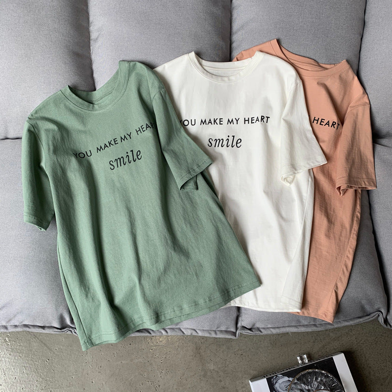 Letter printed T-shirt women white