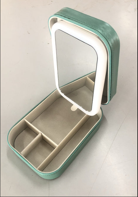 Makeup Storage Box With LED Light Mirror Portable Travel Makeup Cosmetics Storage Box Touch Light Storage Organizer - The Number 1 Things