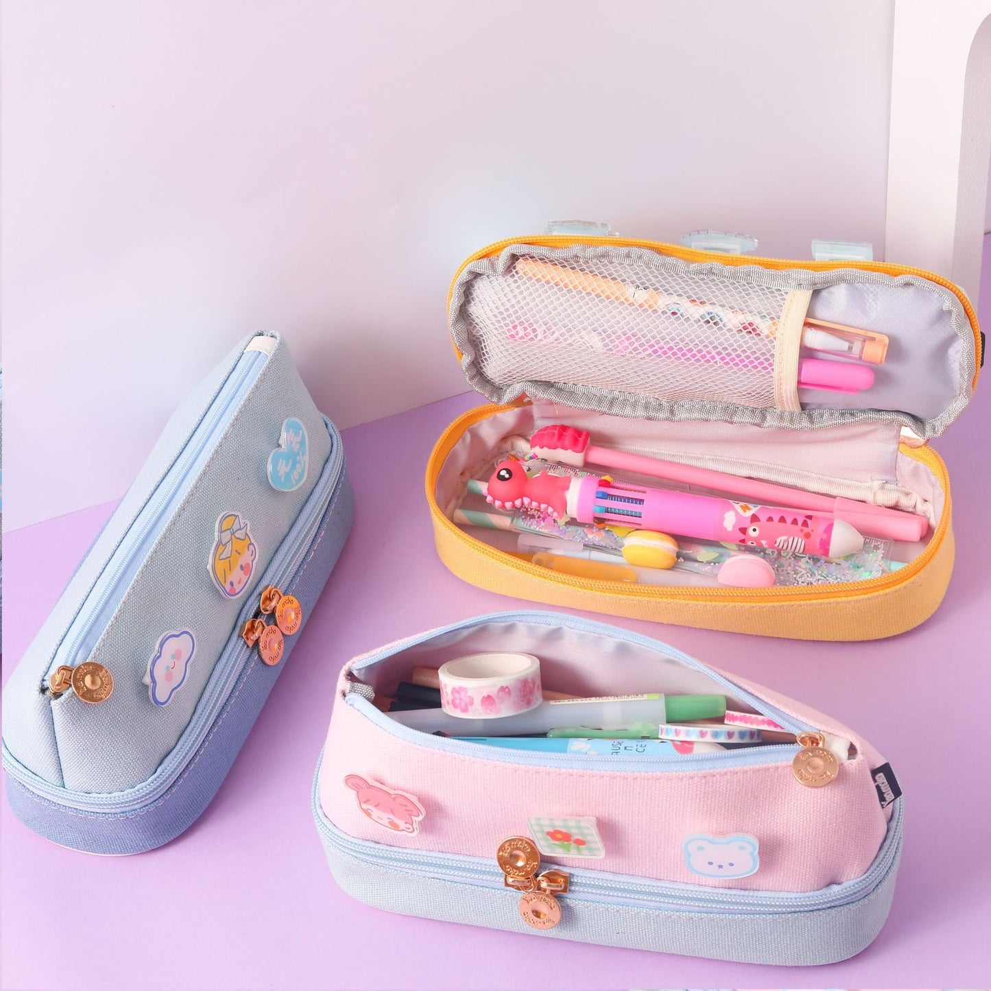 Canvas double-layer pencil case