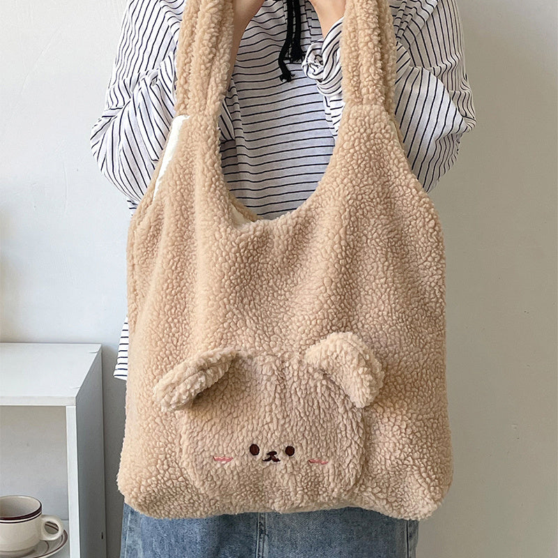 Cute Bear Fluffy Shoulder Bag – Soft & Kawaii Style