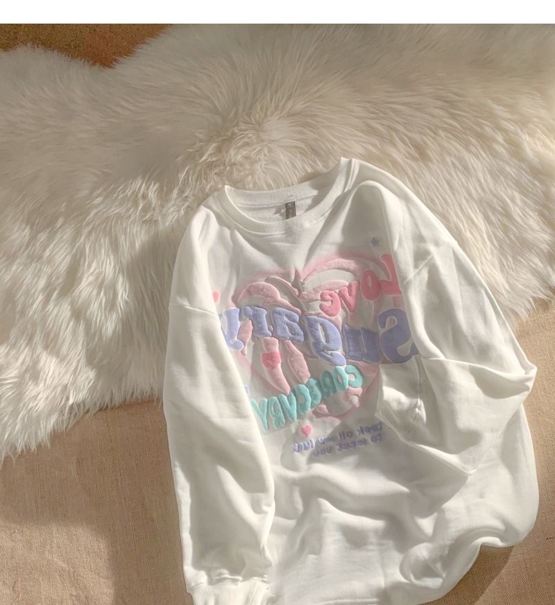 Women's Autumn Couple Loose Niche Design Love Foaming Sweater - The Number 1 Things
