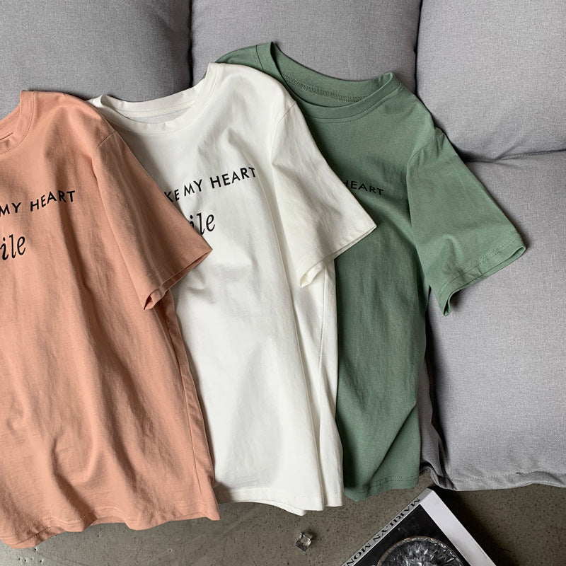 Letter printed T-shirt women white