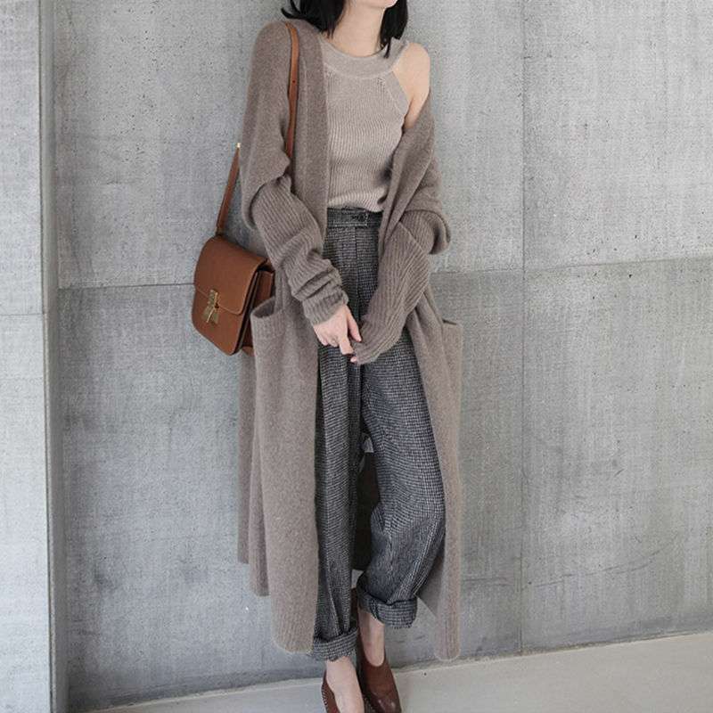 Women's Mid-length Thick Knitted Cardigan Sweater Coat - The Number 1 Things