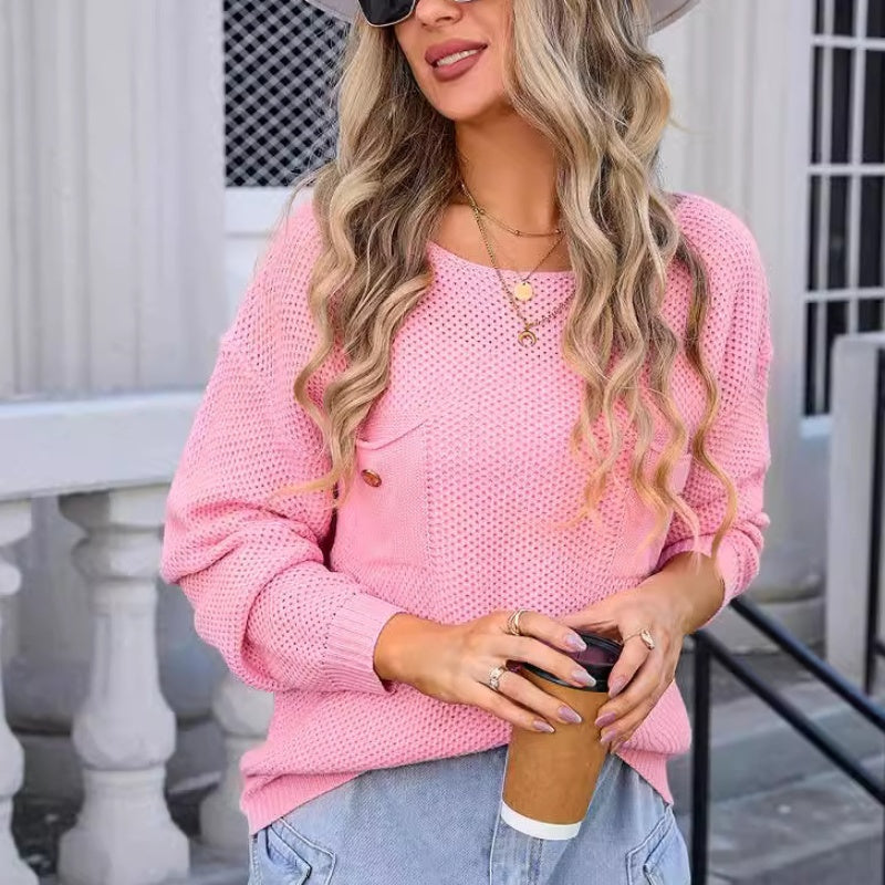 Autumn And Winter New Women's Pullover Pocket Sweater Base - The Number 1 Things