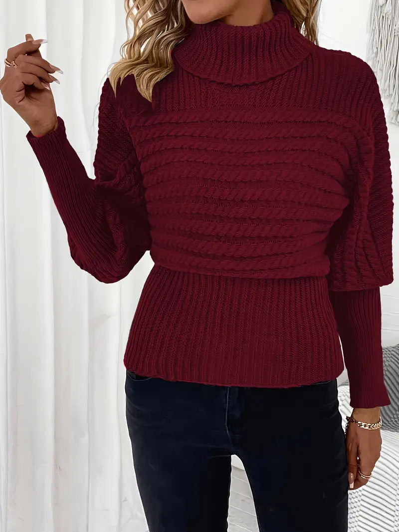 Women's Sweater Pullover High Neck Long Sleeves Knitwear