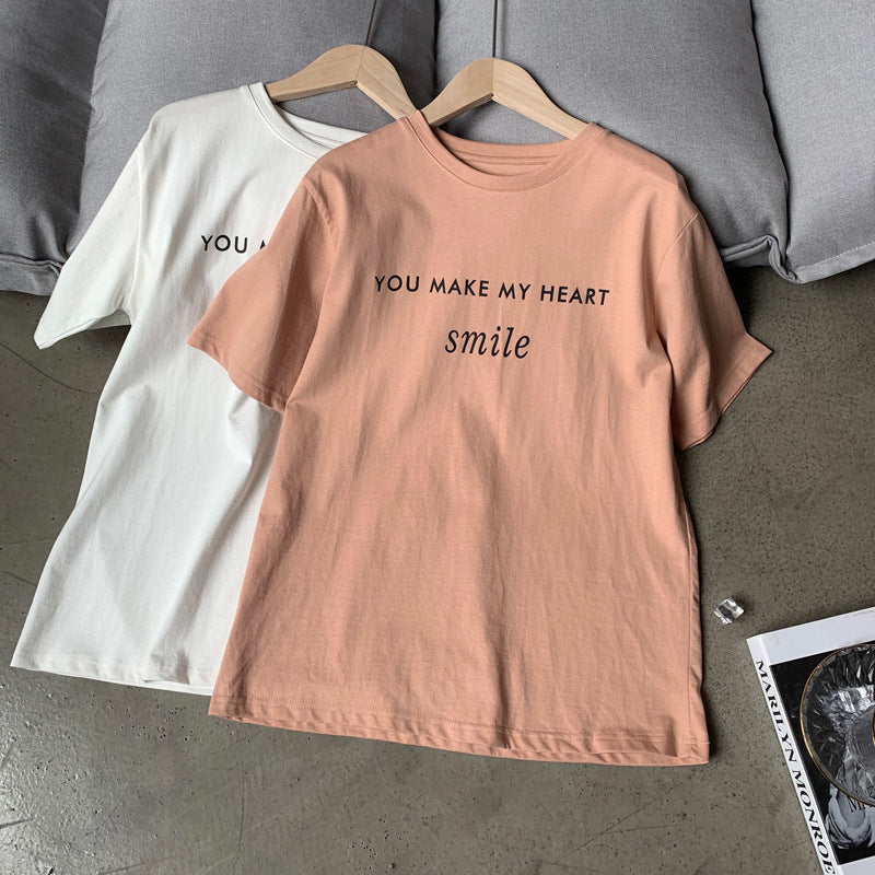 Letter printed T-shirt women white