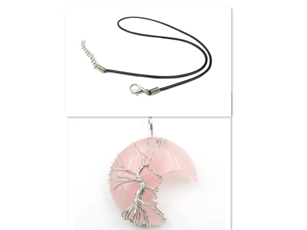 Cross-Border New Handmade Necklace Jewelry Moon Natural Crystal Stone Tree Of Life Jewelry Pendant Necklace Accessories - The Number 1 Things