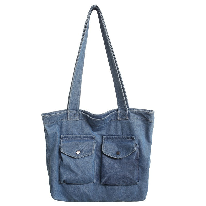 Retro Washed Denim Shoulder Underarm Bag - The Number 1 Things