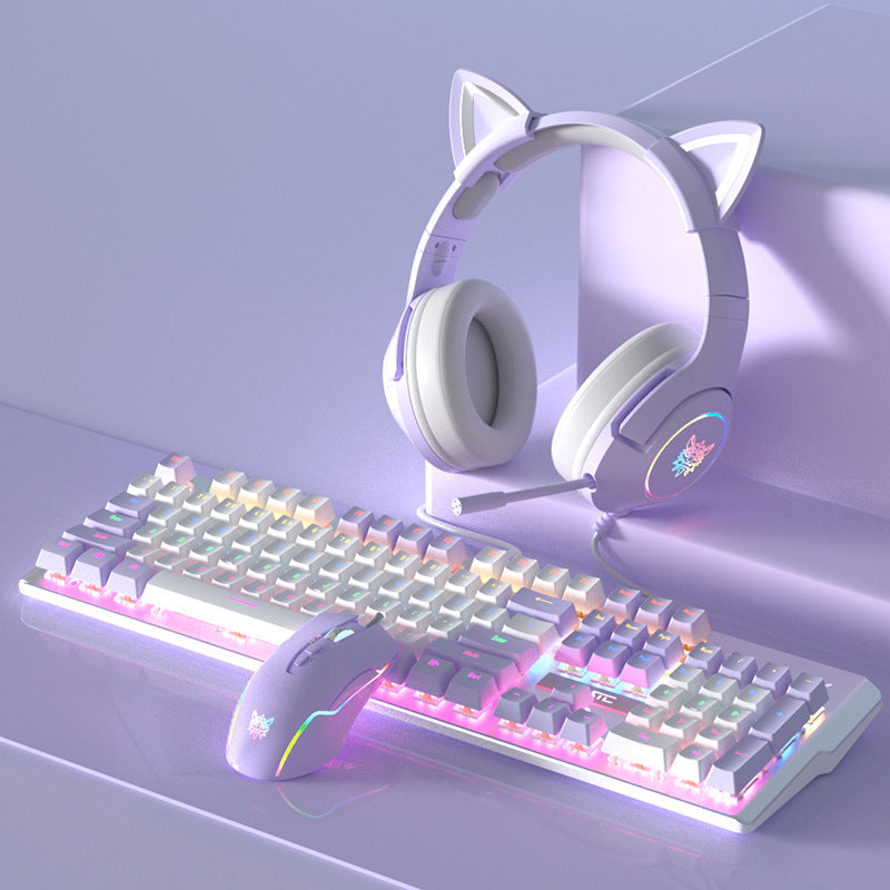 Purple Mechanical Keyboard Mouse Suit Wired Green Axis - The Number 1 Things