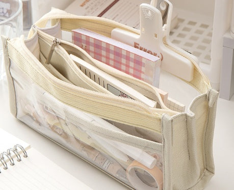 Large Capacity Six-layer Transparent Pen Bag Stationery For Primary School Students