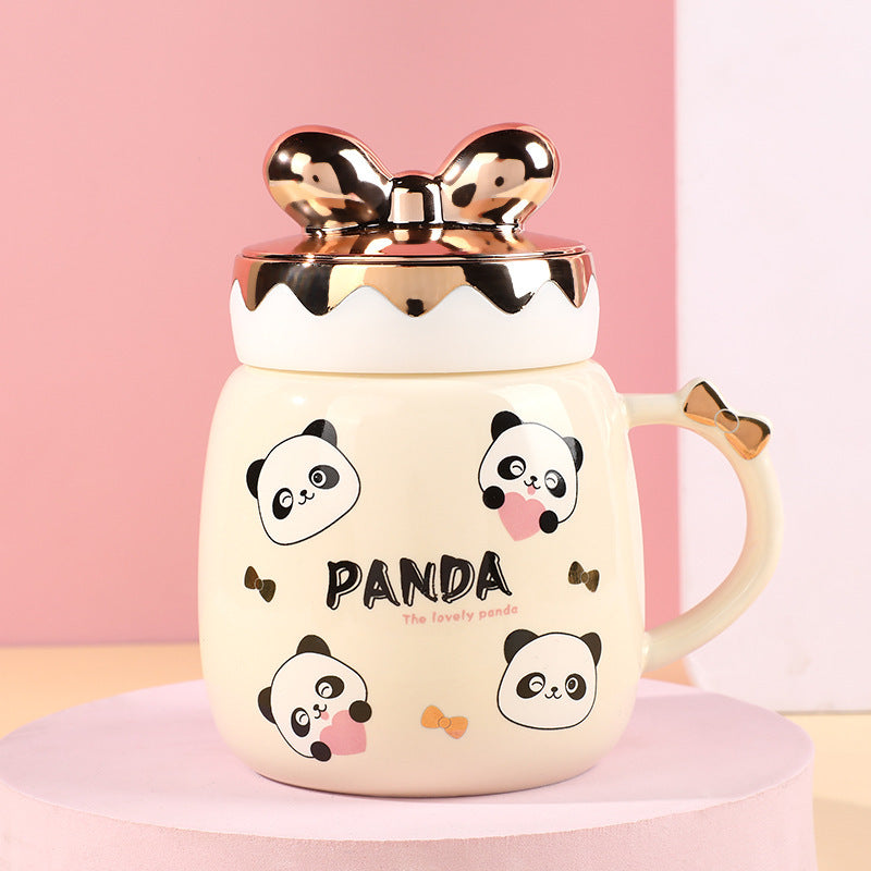 Cartoon Cute Ceramic Cup Printing Mug Color Bow Cup Lid - The Number 1 Things