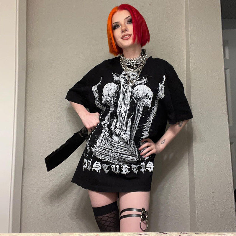 Slim-fit Abstract Pattern Printed Short-sleeved Top - The Number 1 Things