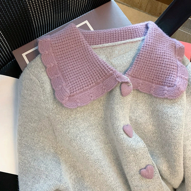 Sweetheart Age Reducing Thickened Love Button Sweater - The Number 1 Things