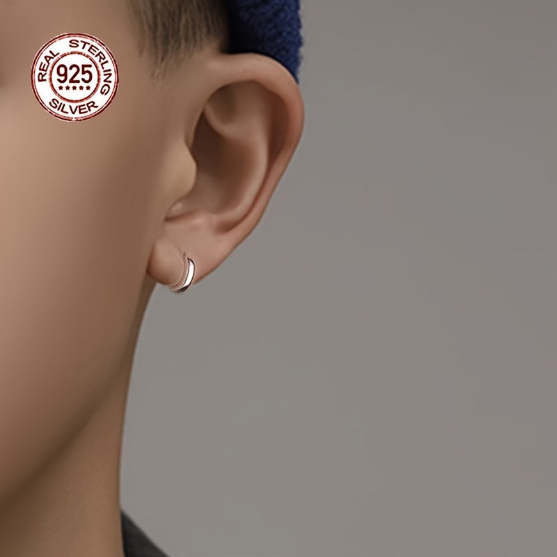 Hypoallergenic Men's Perfect Material S925 Sterling Silver Earrings, Retro Classic Simple Hoop Earrings, Birthday And Holiday Gifts. - The Number 1 Things