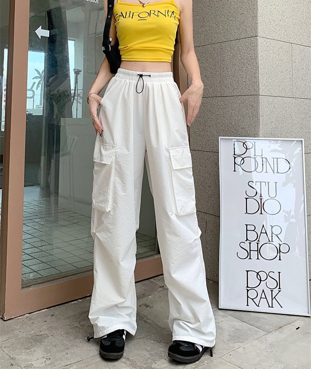 Ultra-thin Wide-leg Design Ankle-tied Dancing Trousers Summer