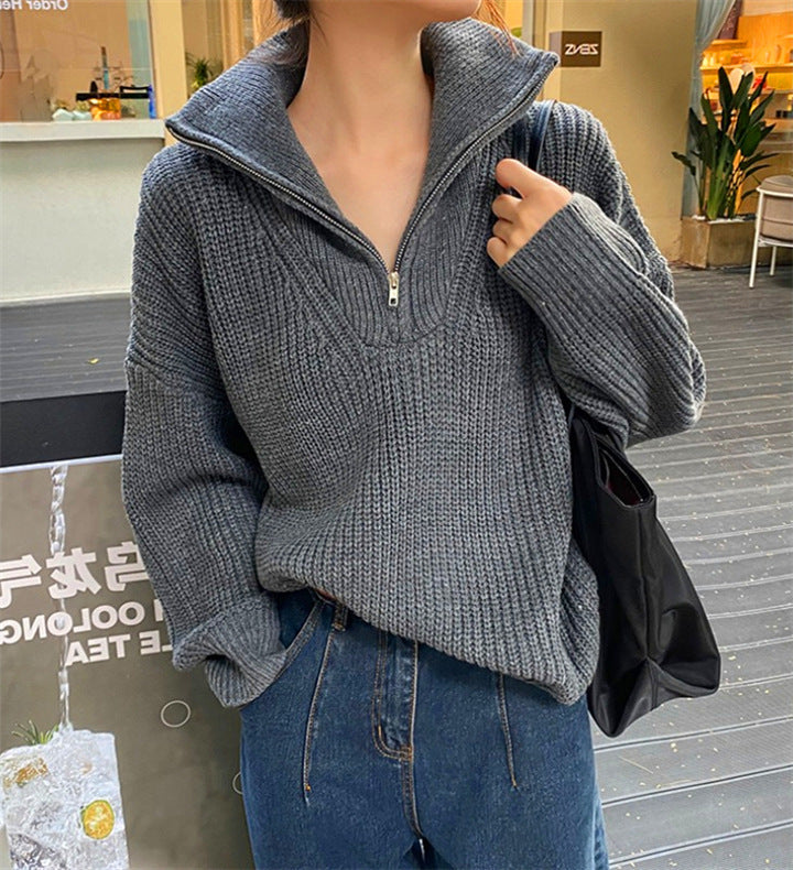 Large Lapel Zipper Pullover Padded High Collar