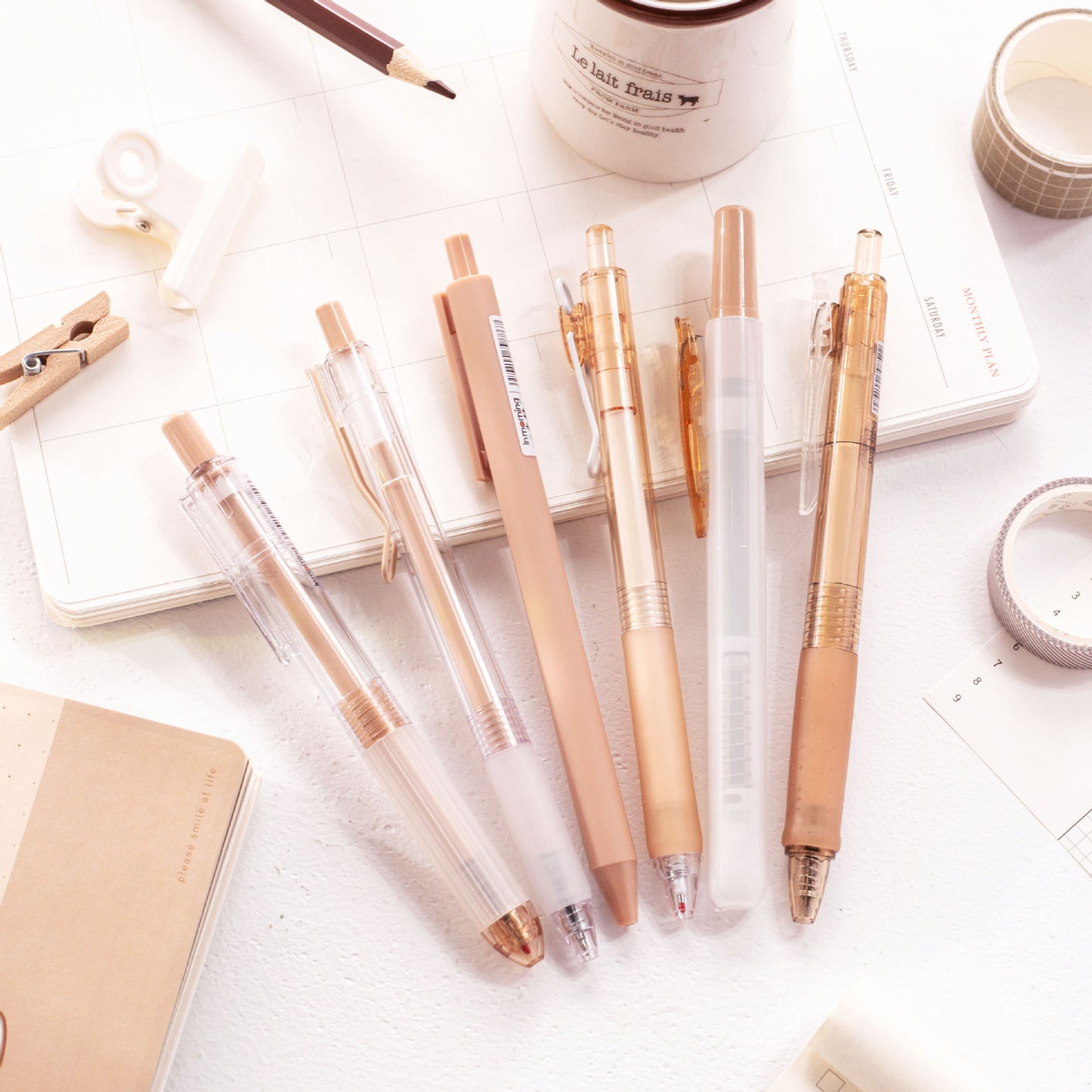 Solid Color Pressing Pen Simple Cream Gel Pen Set