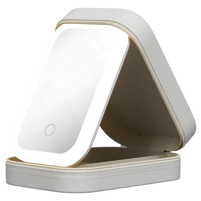 Makeup Storage Box With LED Light Mirror Portable Travel Makeup Cosmetics Storage Box Touch Light Storage Organizer - The Number 1 Things