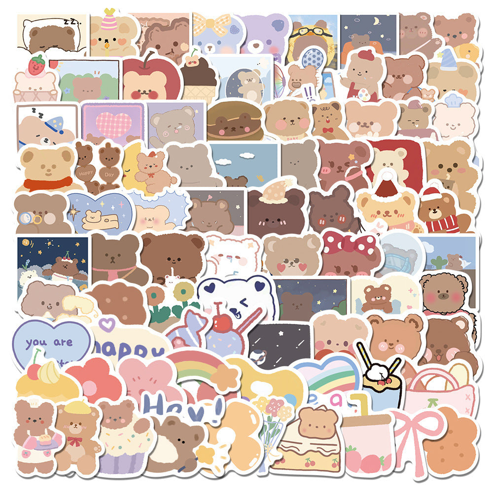 102 Cartoon Korean Bear Doodle Stickers