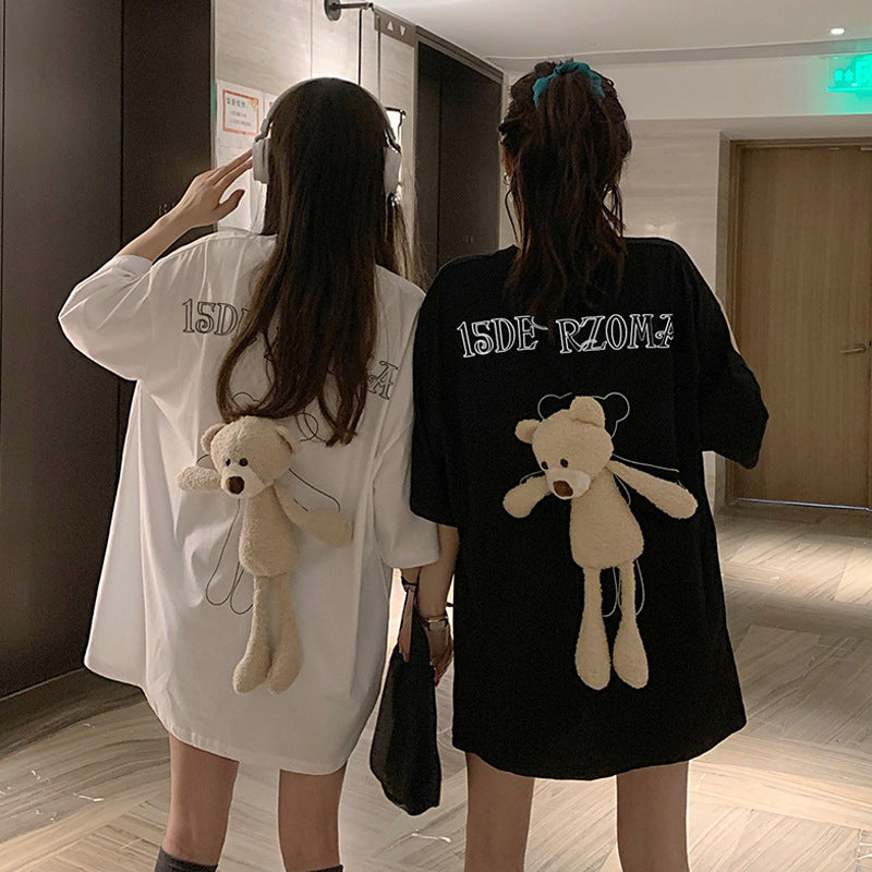 Back bear T-shirt female ins